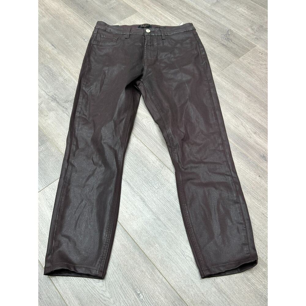 JEN7 by 7 For All Mankind Womens Brown Coated Mid Rise Ankle Skinny Jeans Size 8